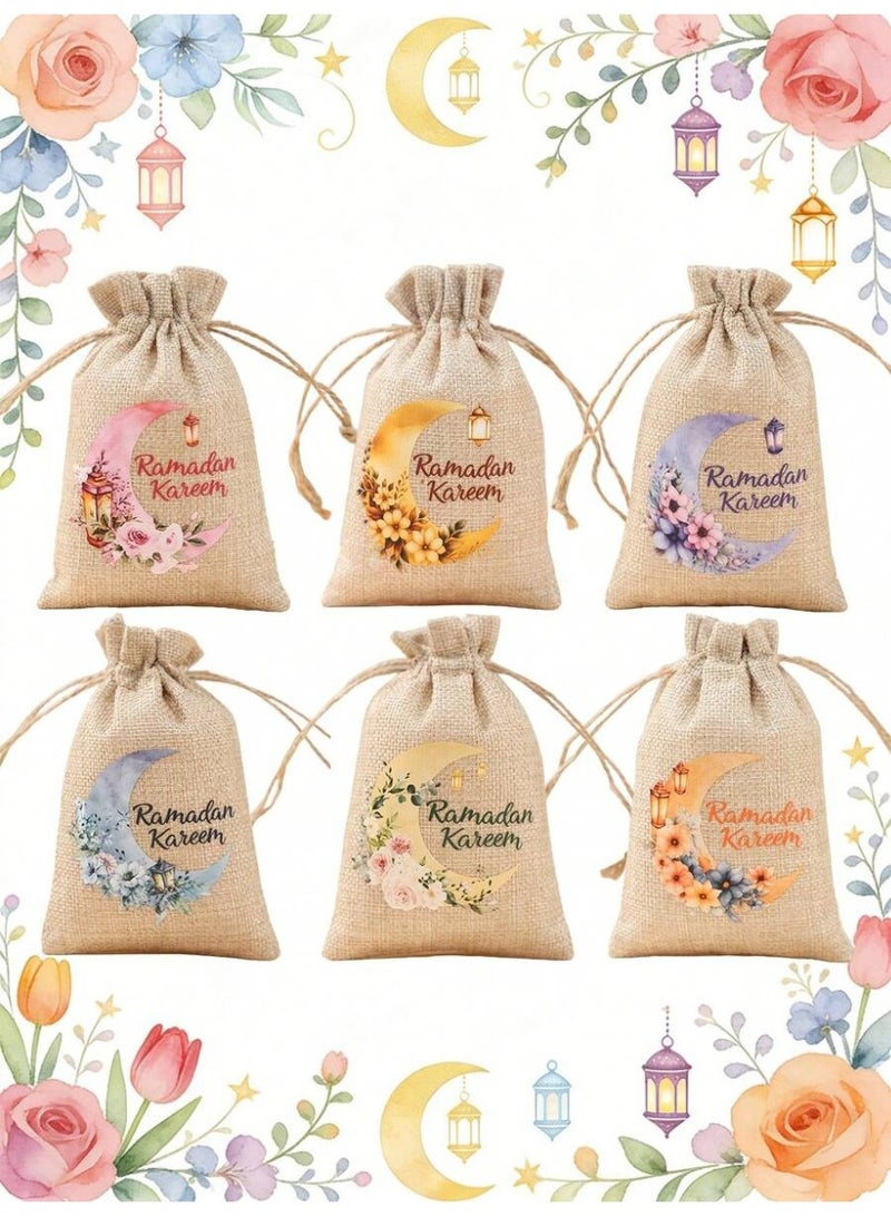 زينة رمضان توزيعات رمضان قماشية بتصميم رمضاني أنيق – 15 × 10 سم، مناسبة لديكور رمضان وزينة العيد-6قطع - Image 2